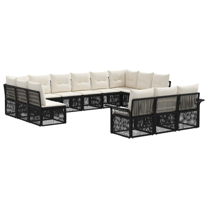 Havesofa Sæt 13 stk. Sort polyrattan