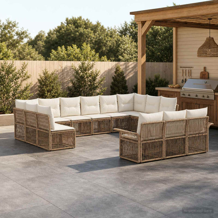 Havesofa Sæt 13 stk. Beige polyrattan
