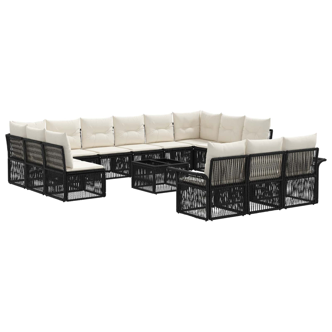 Havesofa Sæt 14 stk. Sort polyrattan