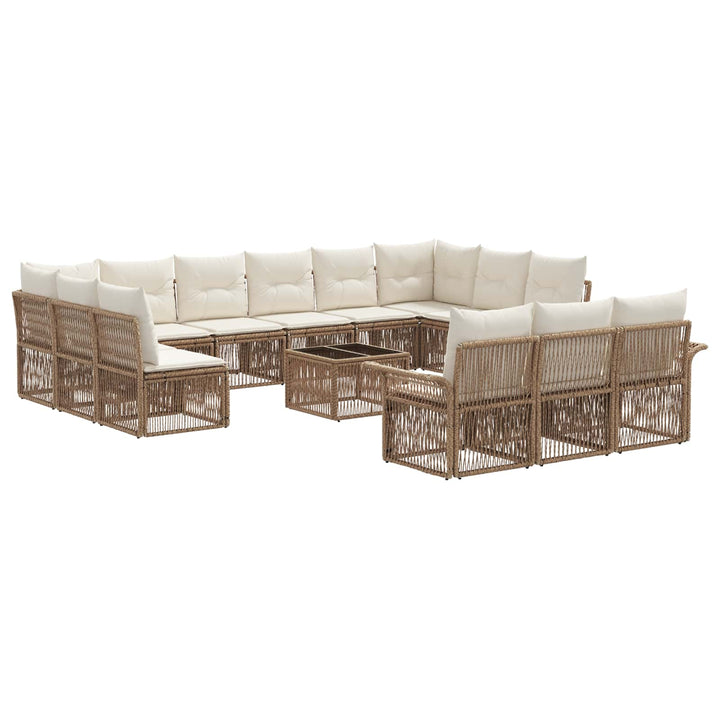 Havesofa Sæt 14 stk. Beige polyrattan