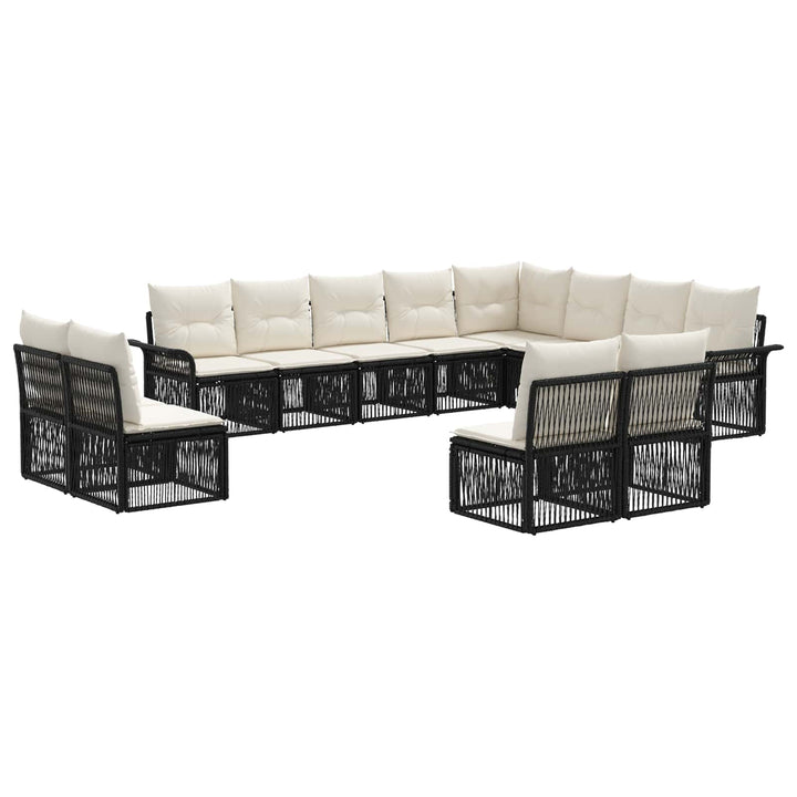 Havesofa Sæt 12 stk. Sort polyrattan