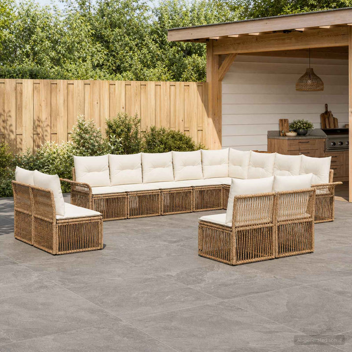 Havesofa Sæt 12 stk. Beige polyrattan