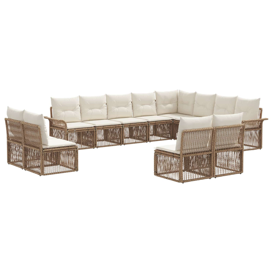 Havesofa Sæt 12 stk. Beige polyrattan