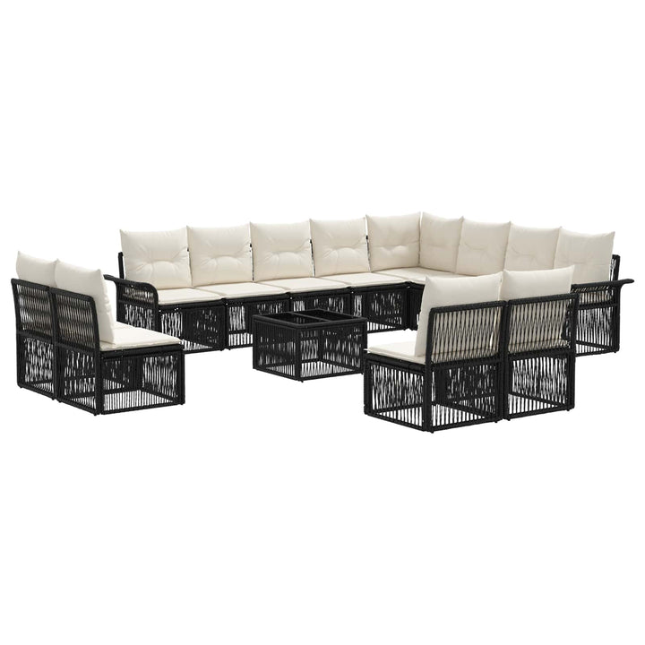 Havesofa Sæt 13 stk. Sort polyrattan