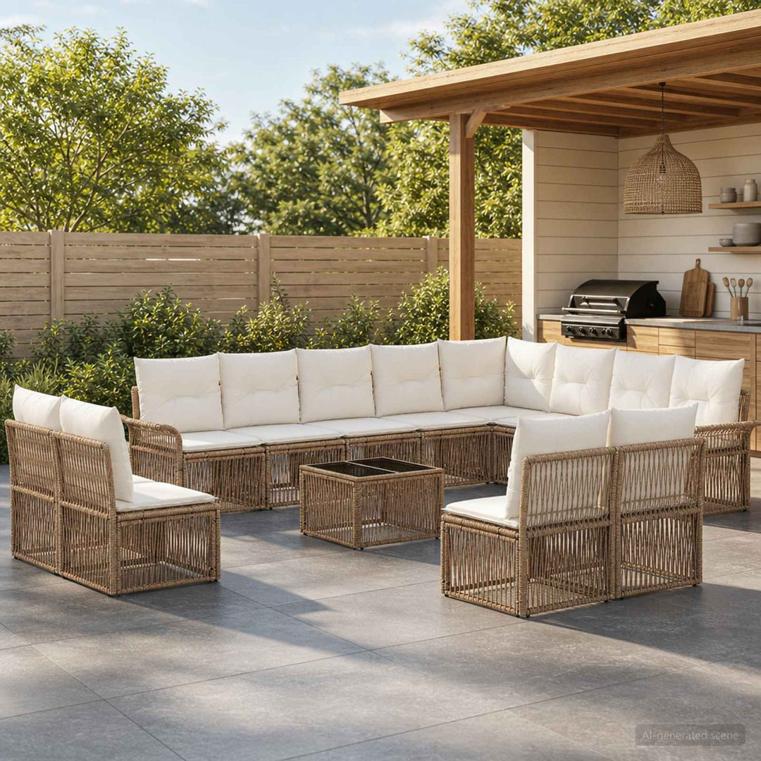 Havesofa Sæt 13 stk. Beige polyrattan