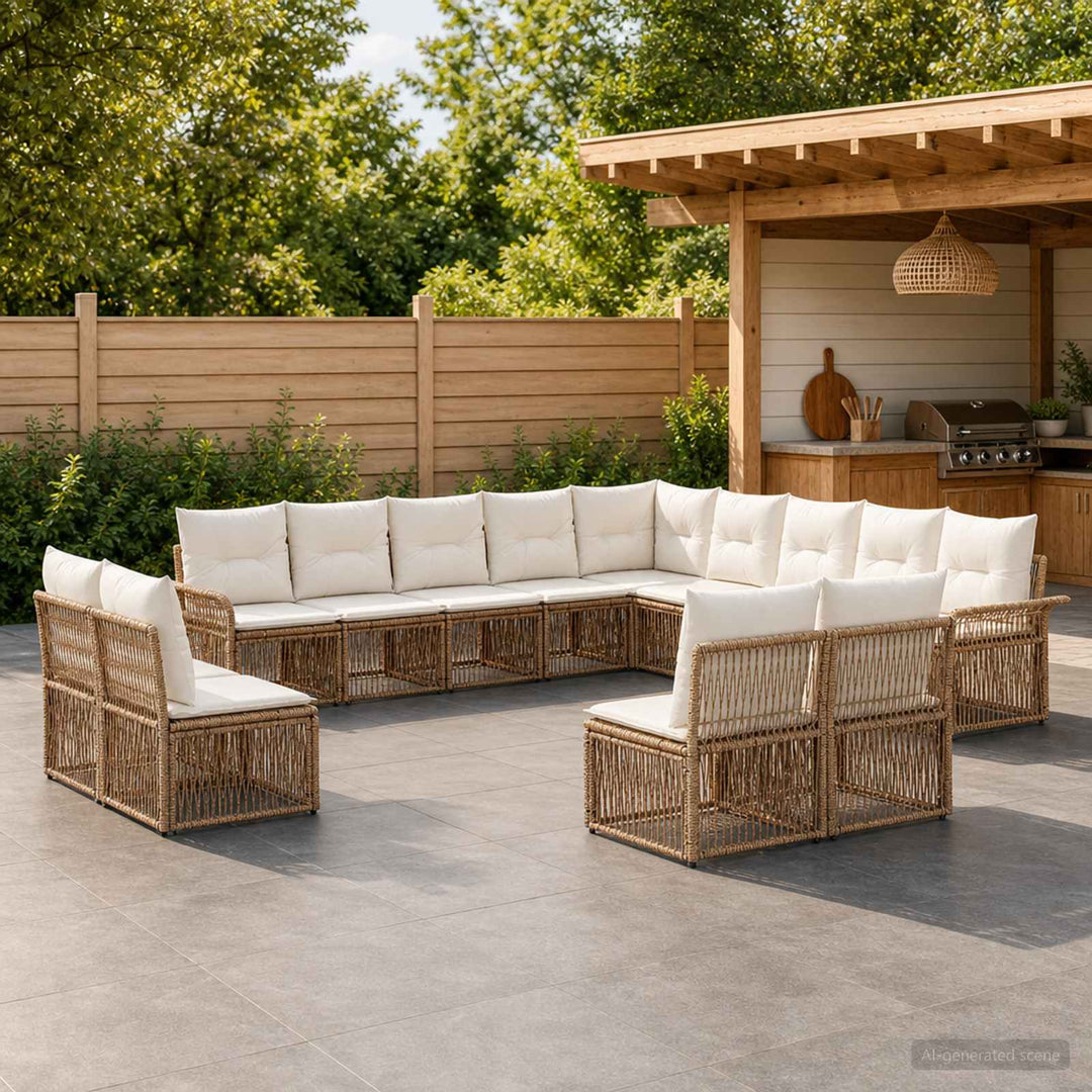 Havesofa Sæt 13 stk. Beige polyrattan