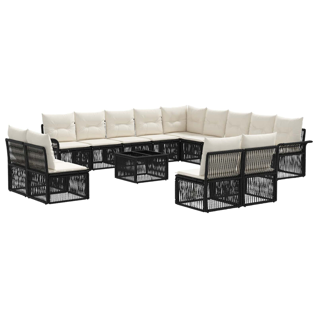 Havesofa Sæt 14 stk. Sort polyrattan