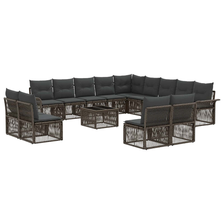 Havesofa Sæt 14 stk. Grå polyrattan