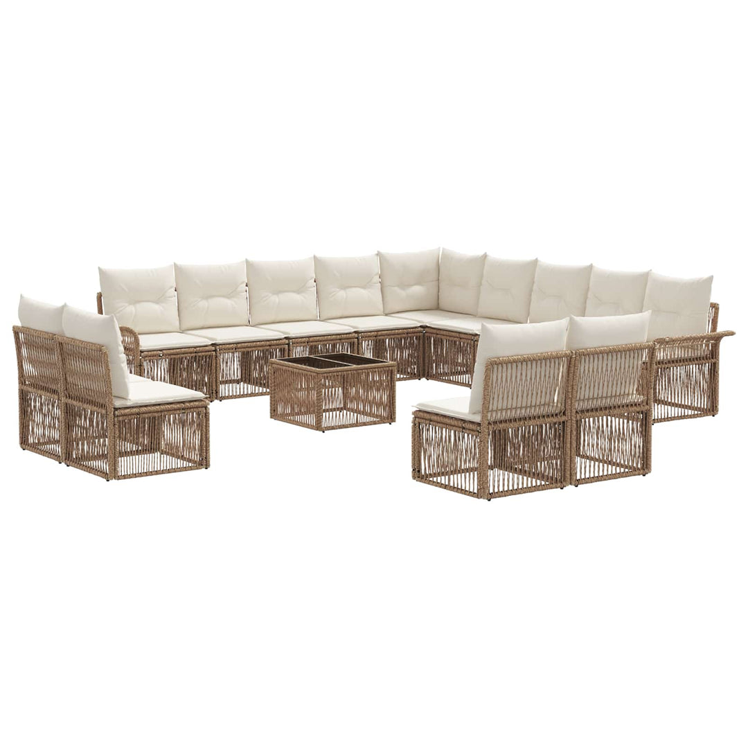 Havesofa Sæt 14 stk. Beige polyrattan