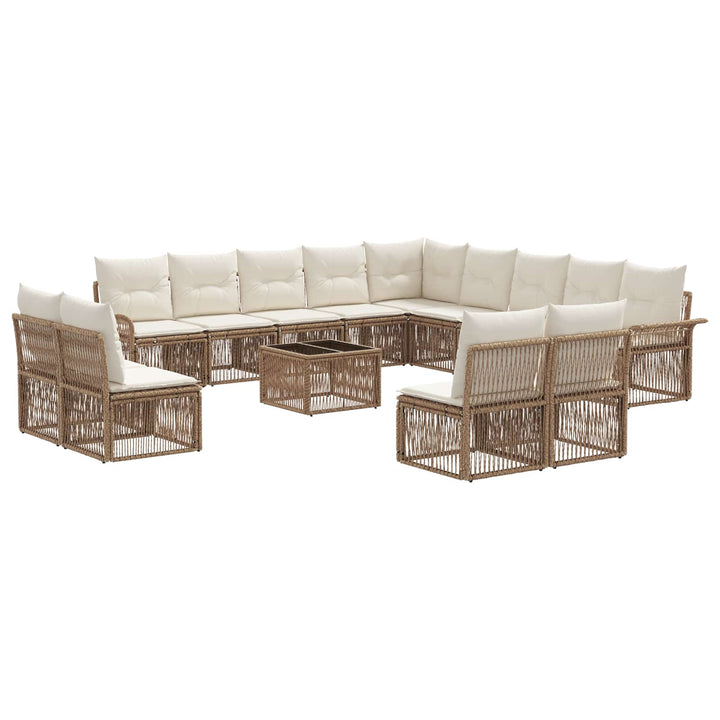 Havesofa Sæt 14 stk. Beige polyrattan