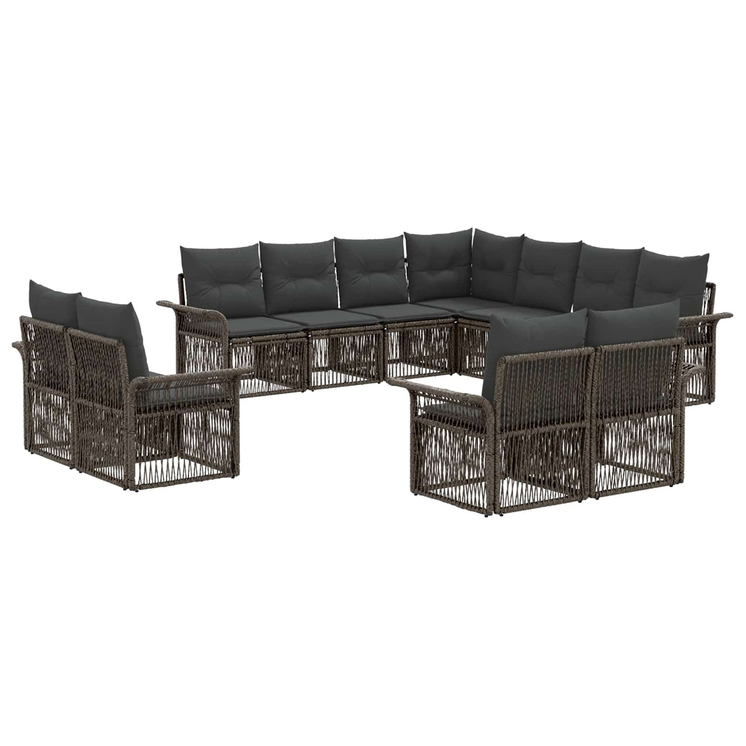 Havesofa Sæt 11 stk. Grå og Mørkegrå polyrattan