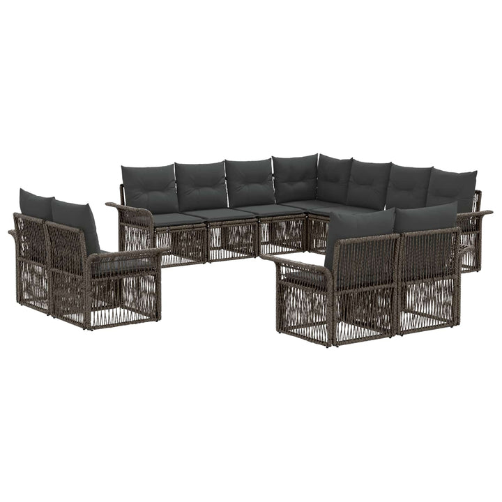 Havesofa Sæt 11 stk. Grå og Mørkegrå polyrattan