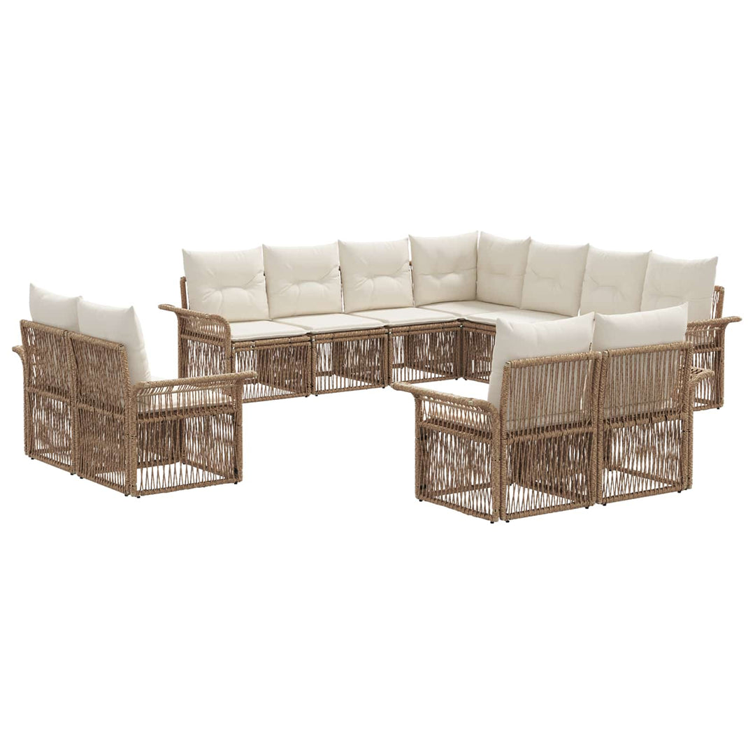 Havesofa Sæt 11 stk. Beige og cremehvid polyrattan
