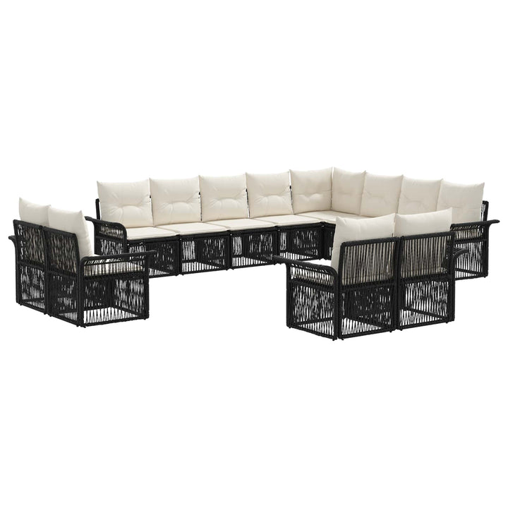Havesofa Sæt 12 stk. Sort og Cremehvid polyrattan