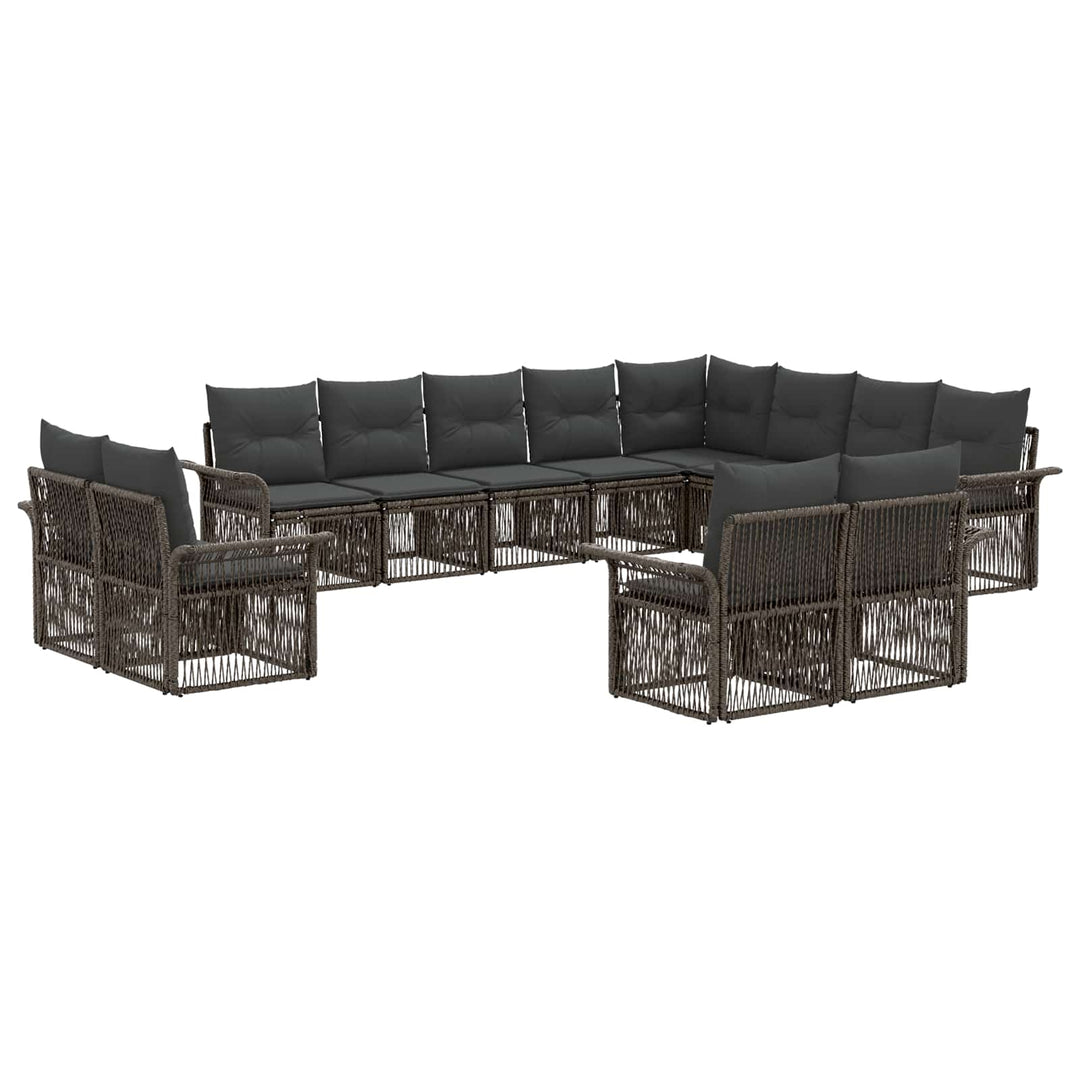 Havesofa Sæt 12 stk. Grå og Mørkegrå polyrattan