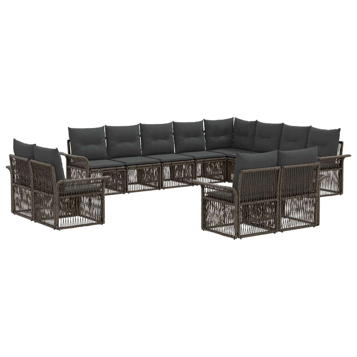 Havesofa Sæt 12 stk. Grå og Mørkegrå polyrattan
