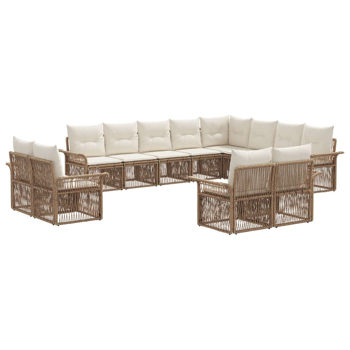 Havesofa Sæt 12 stk. Beige og cremehvid polyrattan