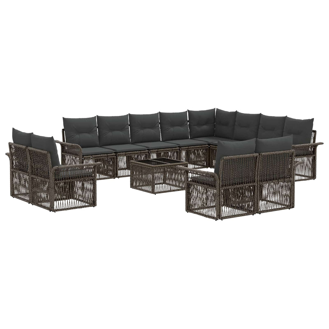 Havesofa Sæt 13 stk. Grå og Mørkegrå polyrattan