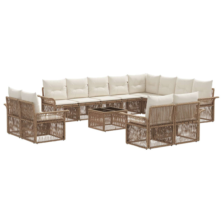 Havesofa Sæt 13 stk. Beige og cremehvid polyrattan