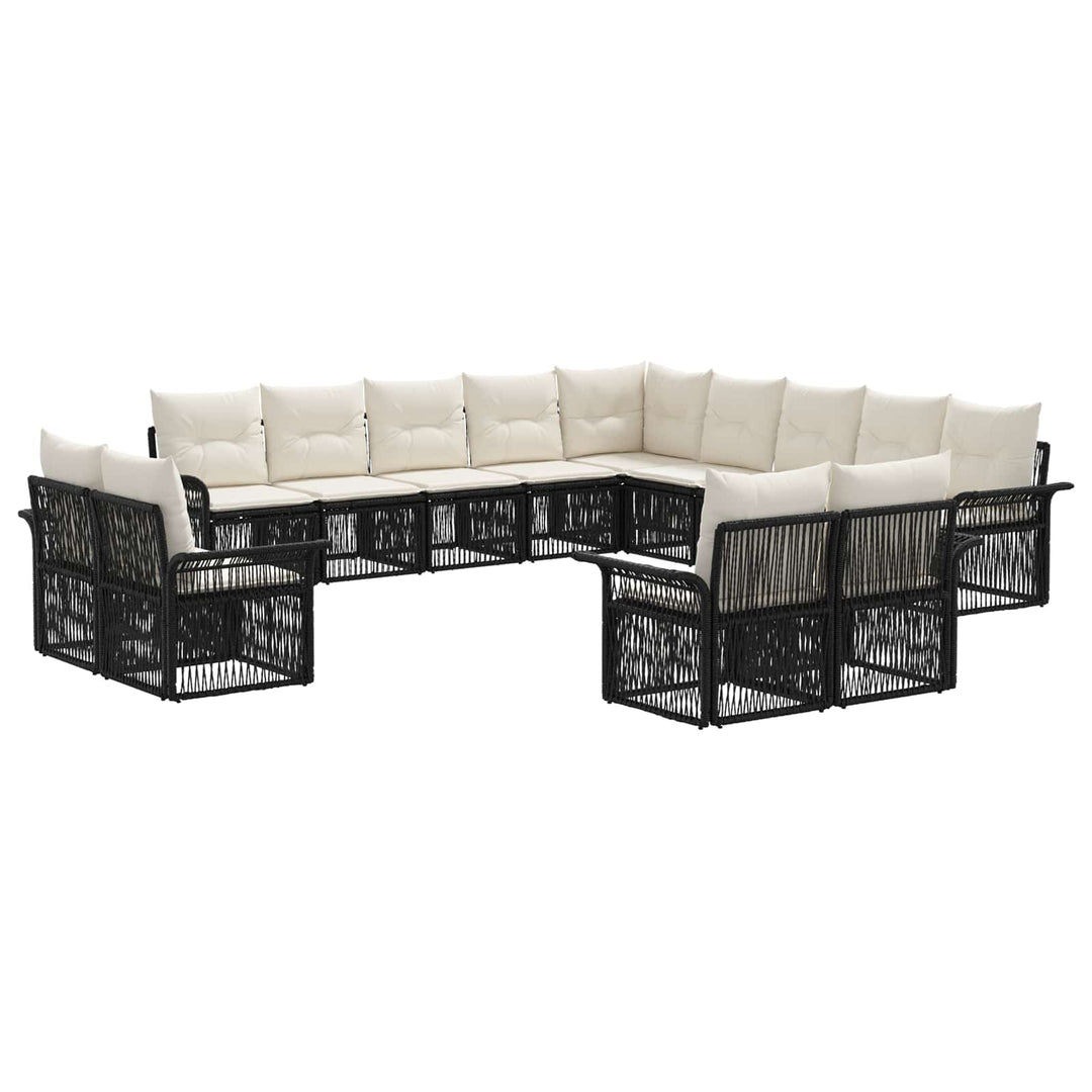 Havesofa Sæt 13 stk. Sort og Cremehvid polyrattan