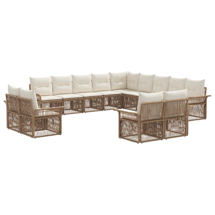Havesofa Sæt 13 stk. Beige og cremehvid polyrattan