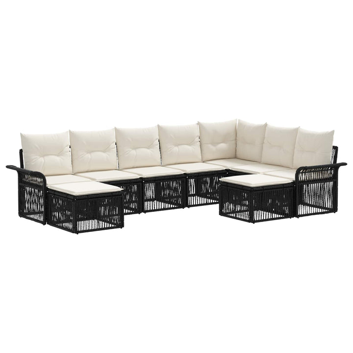Havesofa Sæt 9 stk. Sort og Cremehvid polyrattan