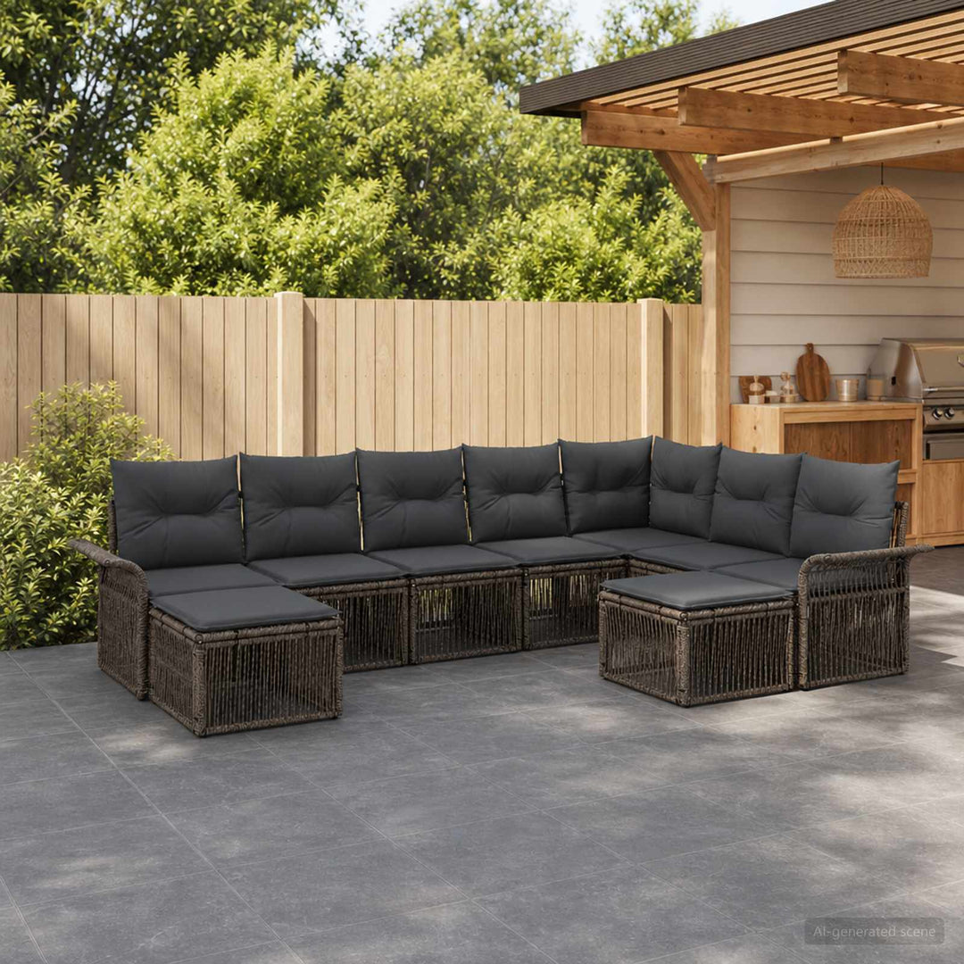 Havesofa Sæt 9 stk. Grå og Mørkegrå polyrattan