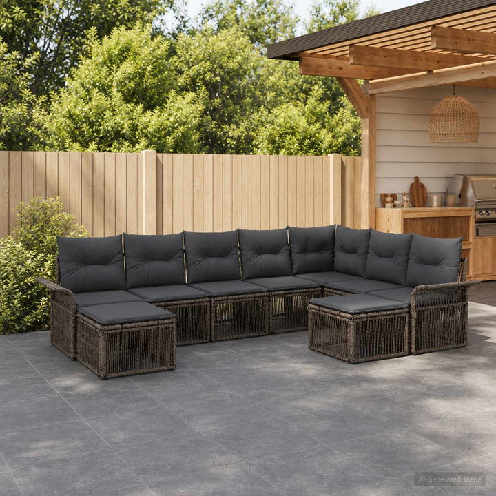 Havesofa Sæt 9 stk. Grå og Mørkegrå polyrattan
