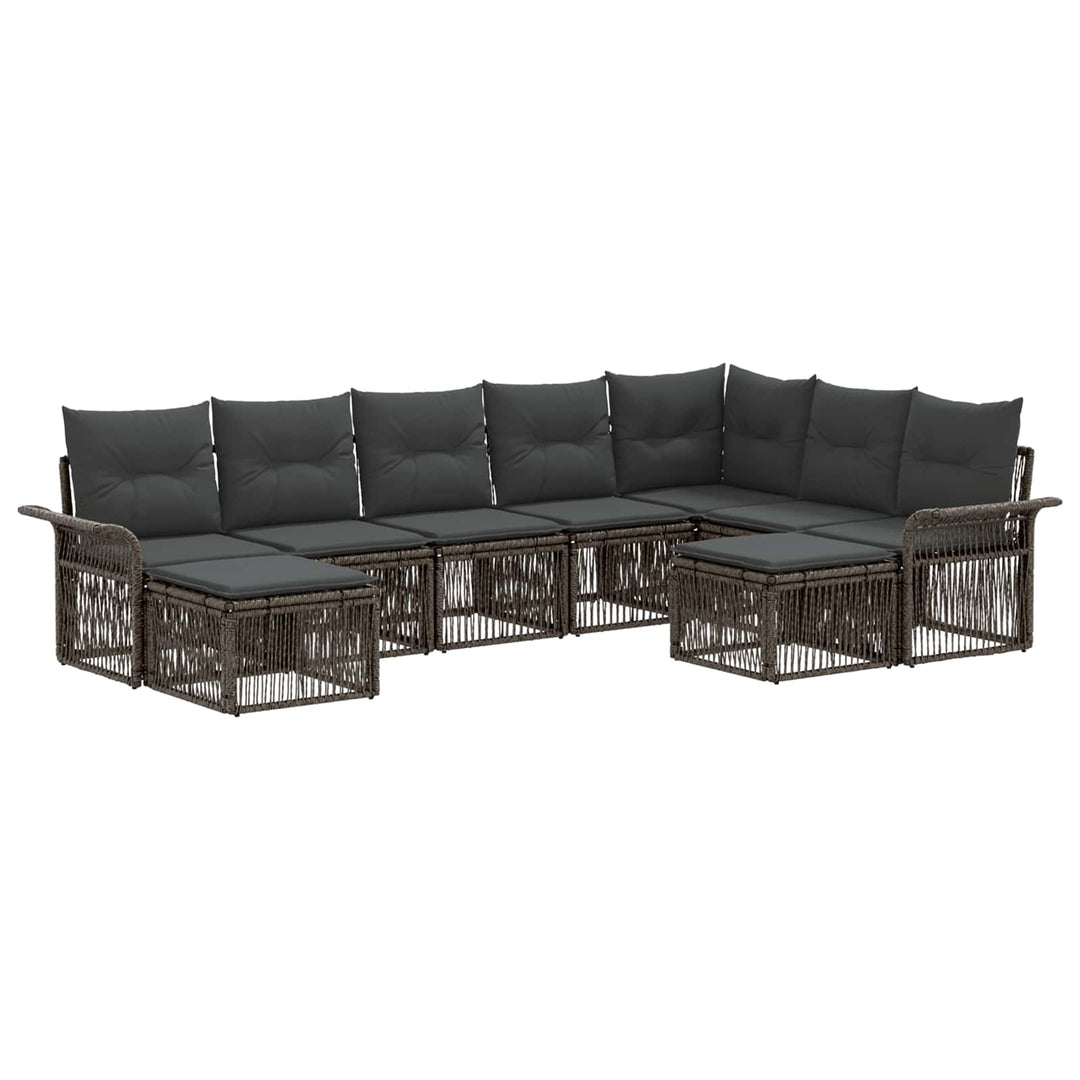 Havesofa Sæt 9 stk. Grå og Mørkegrå polyrattan