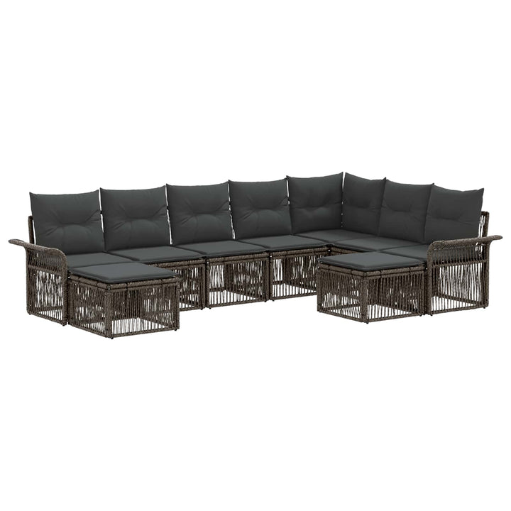 Havesofa Sæt 9 stk. Grå og Mørkegrå polyrattan