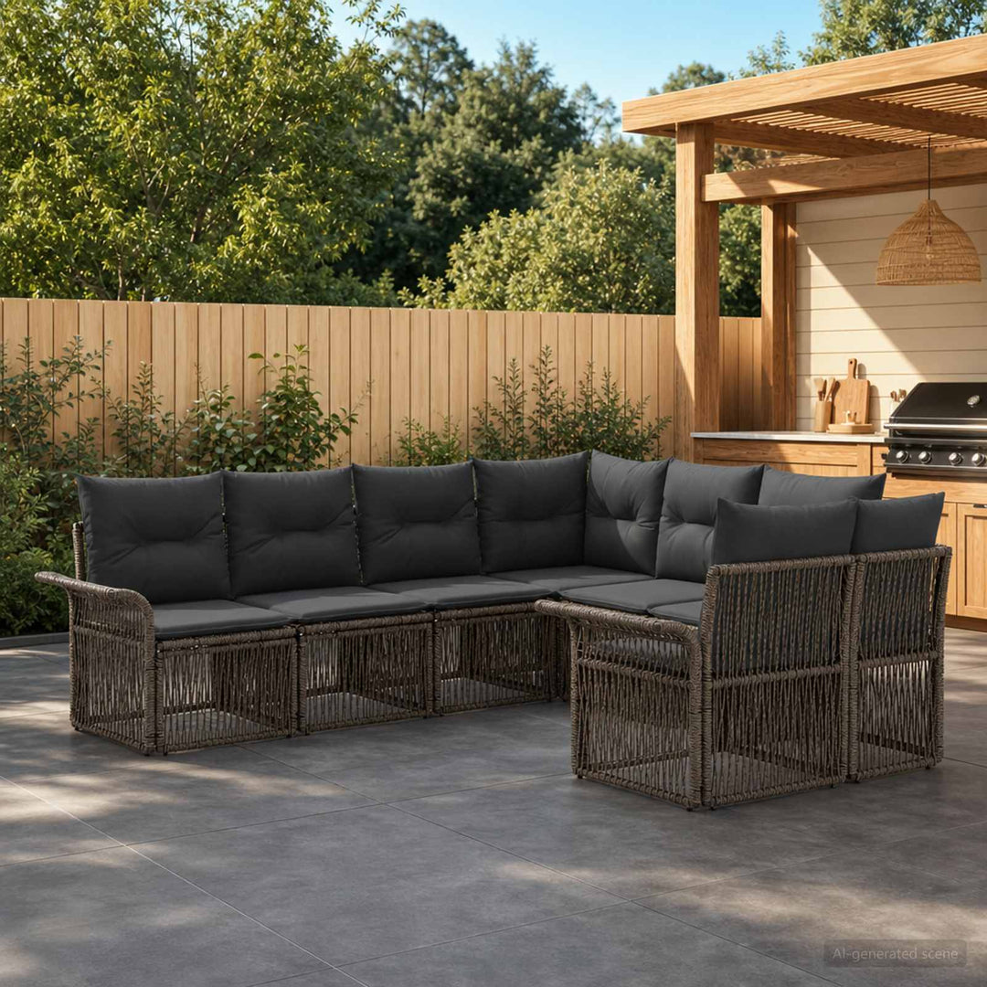 Havesofa Sæt 8 stk. 8-Antal sæder Grå og Mørkegrå polyrattan