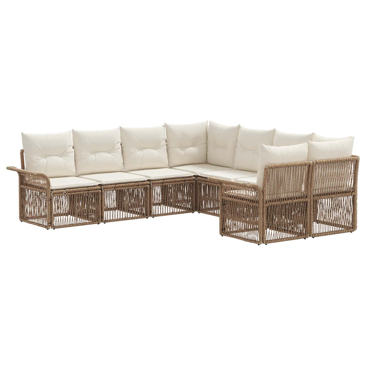 Havesofa Sæt 8 stk. 8-Antal sæder Beige og cremehvid polyrattan