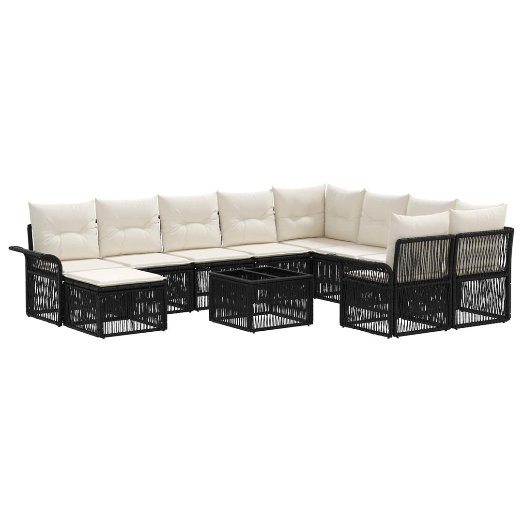 Havesofa Sæt 11 stk. Sort polyrattan