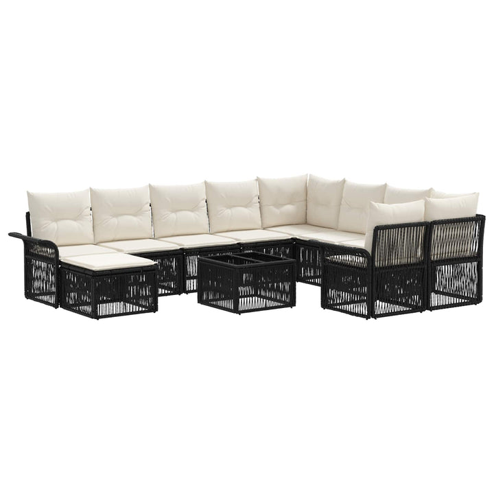 Havesofa Sæt 11 stk. Sort polyrattan