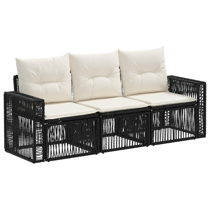 Havesofa Sæt 3 stk. Sort og Cremehvid polyrattan