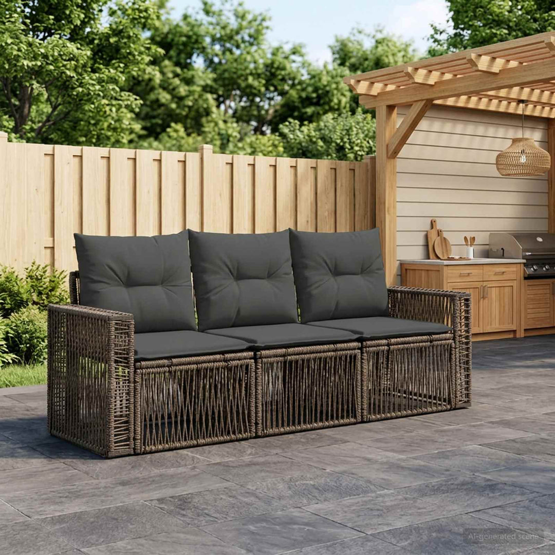 Havesofa Sæt 3 stk. Grå og Mørkegrå polyrattan