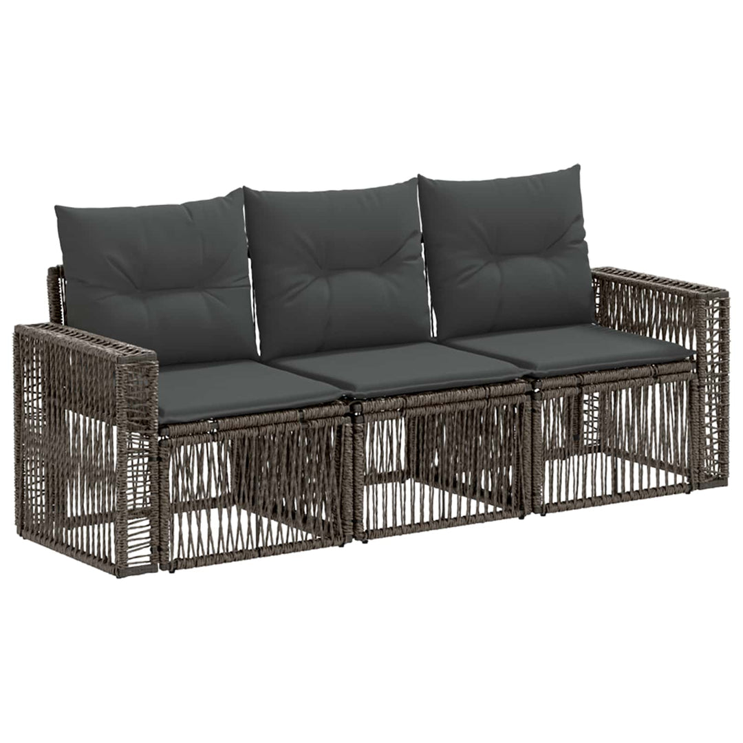 Havesofa Sæt 3 stk. Grå og Mørkegrå polyrattan
