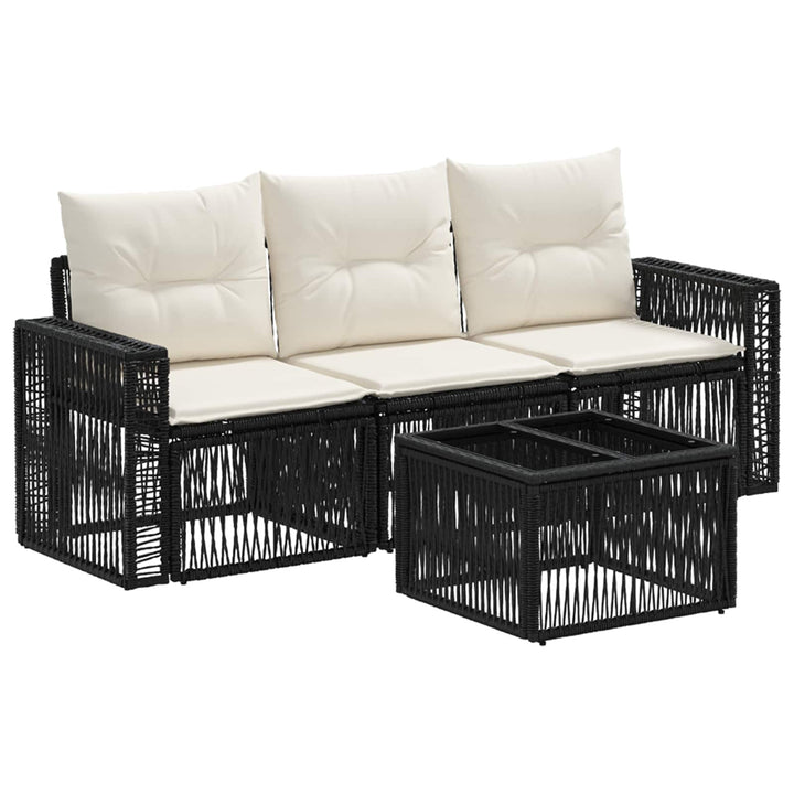Havesofa Sæt 4 stk. Sort og Cremehvid polyrattan