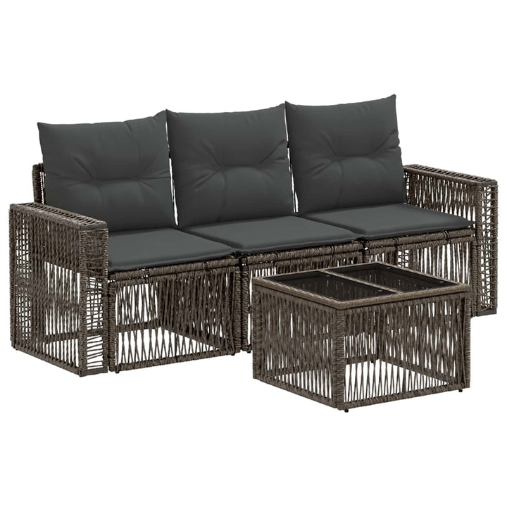 Havesofa Sæt 4 stk. Grå og Mørkegrå polyrattan