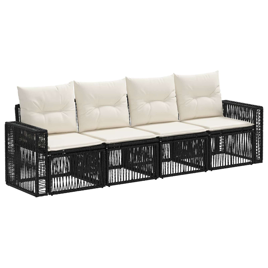 Havesofa Sæt 4 stk. Sort og Cremehvid polyrattan