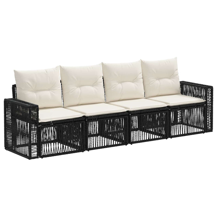 Havesofa Sæt 4 stk. Sort og Cremehvid polyrattan