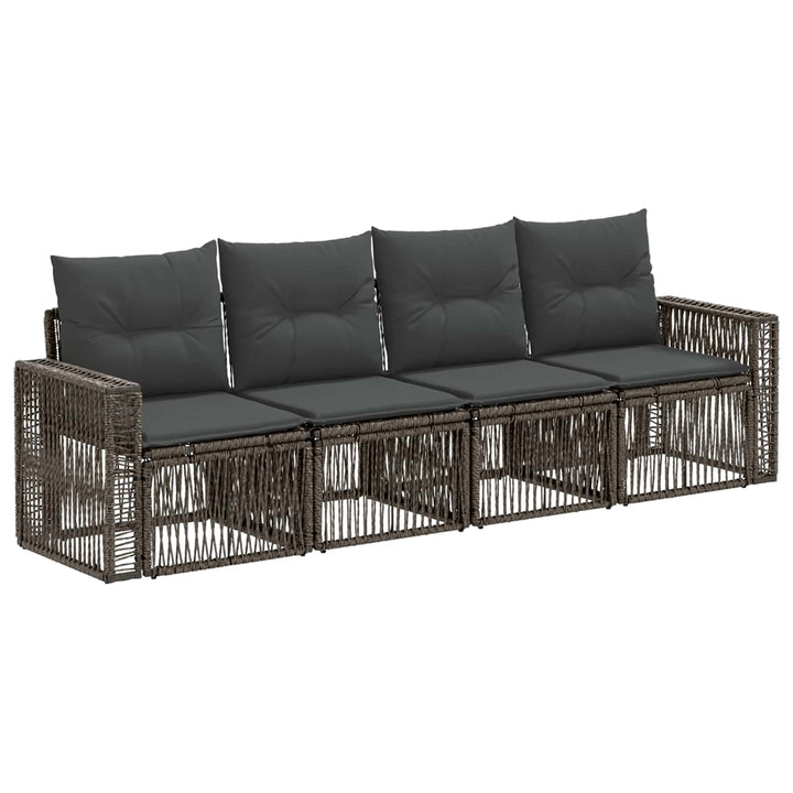 Havesofa Sæt 4 stk. Grå og Mørkegrå polyrattan