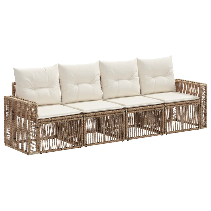 Havesofa Sæt 4 stk. Beige og cremehvid polyrattan