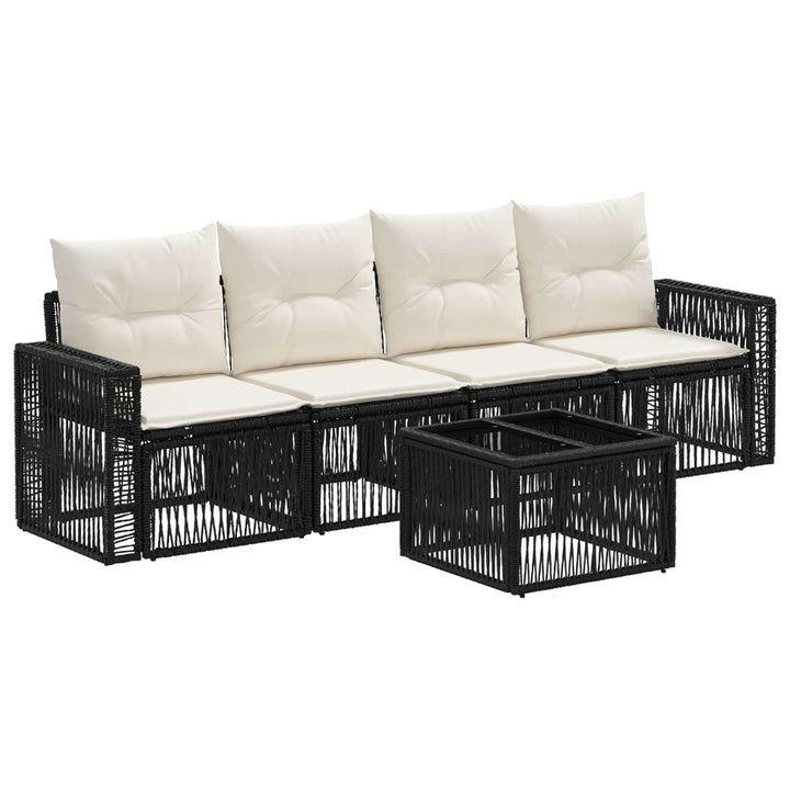 Havesofa Sæt 5 stk. Sort og Cremehvid polyrattan