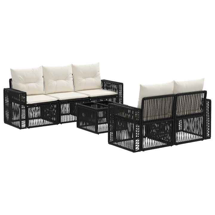 Havesofa Sæt 6 stk. Sort polyrattan