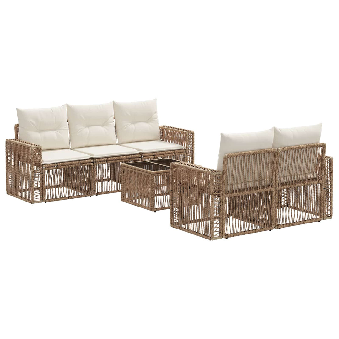 Havesofa Sæt 6 stk. Beige polyrattan