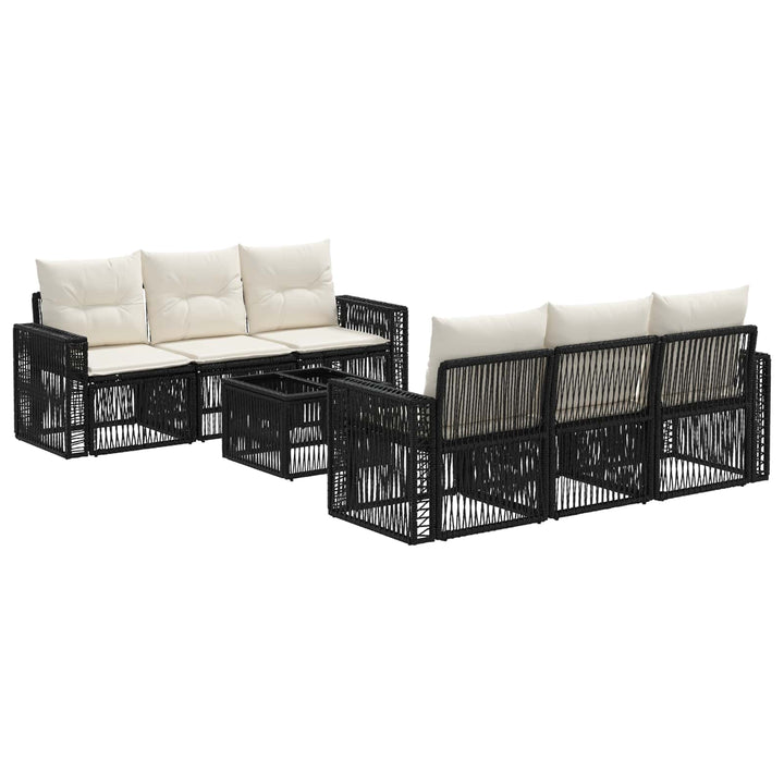 Havesofa Sæt 7 stk. Sort polyrattan
