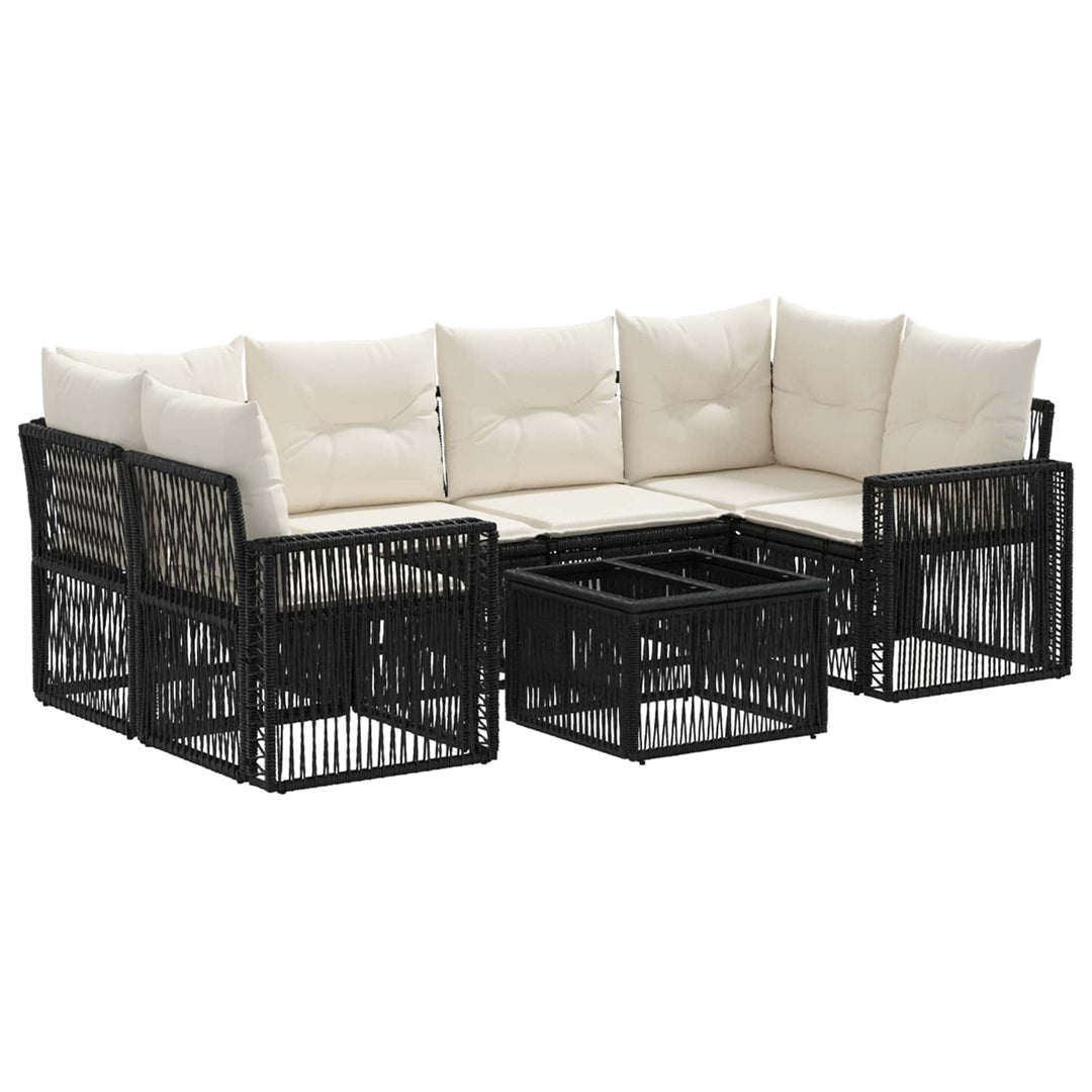 Havesofa Sæt 7 stk. Sort polyrattan