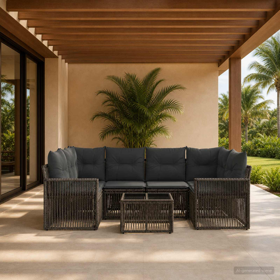 Havesofa Sæt 7 stk. Grå polyrattan