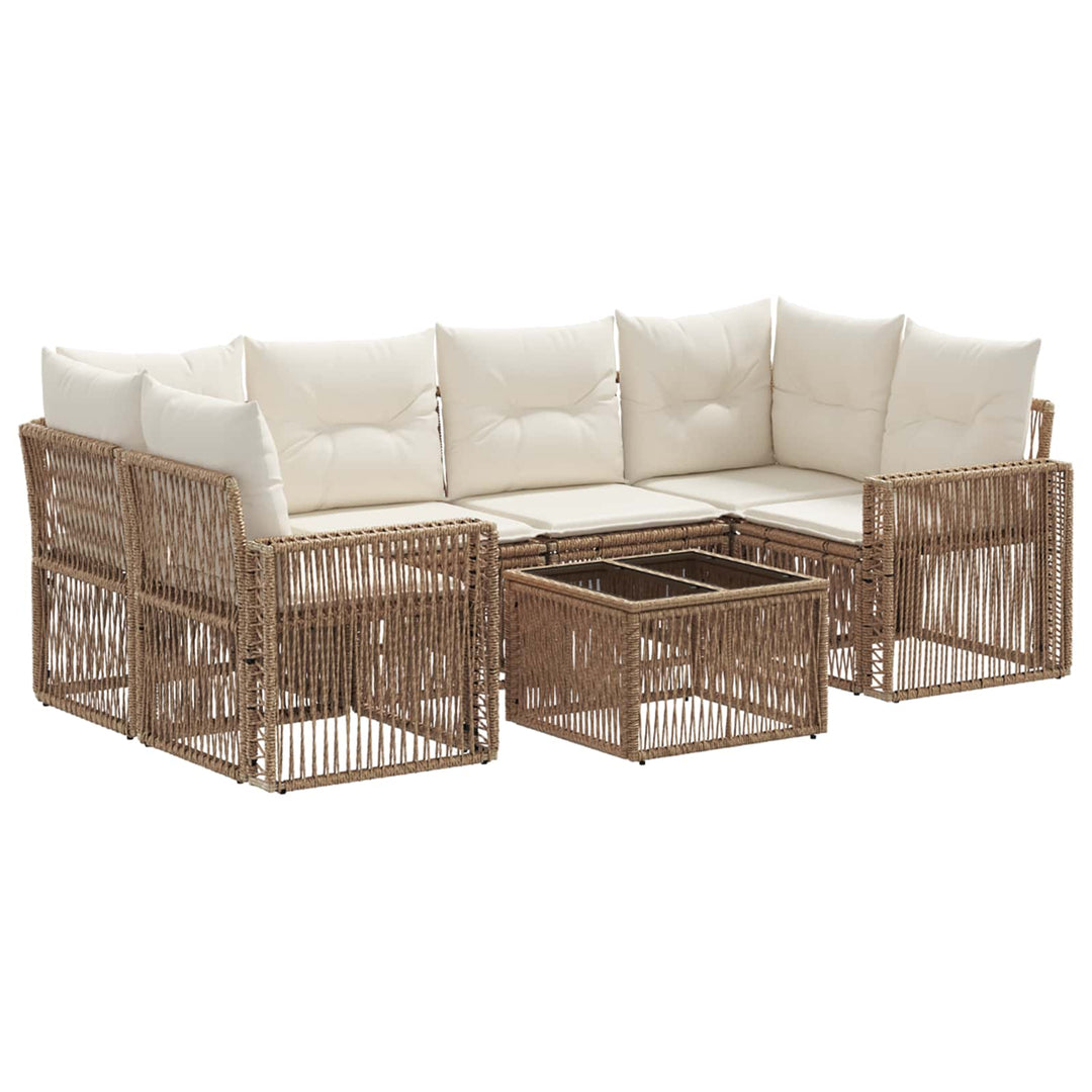 Havesofa Sæt 7 stk. Beige polyrattan